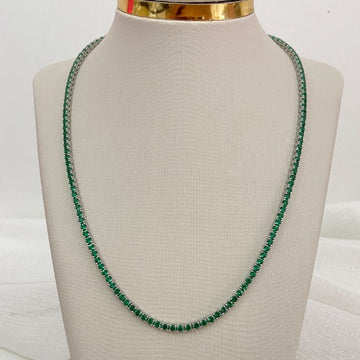 Gargantilha Prata Riviera Verde 42cm