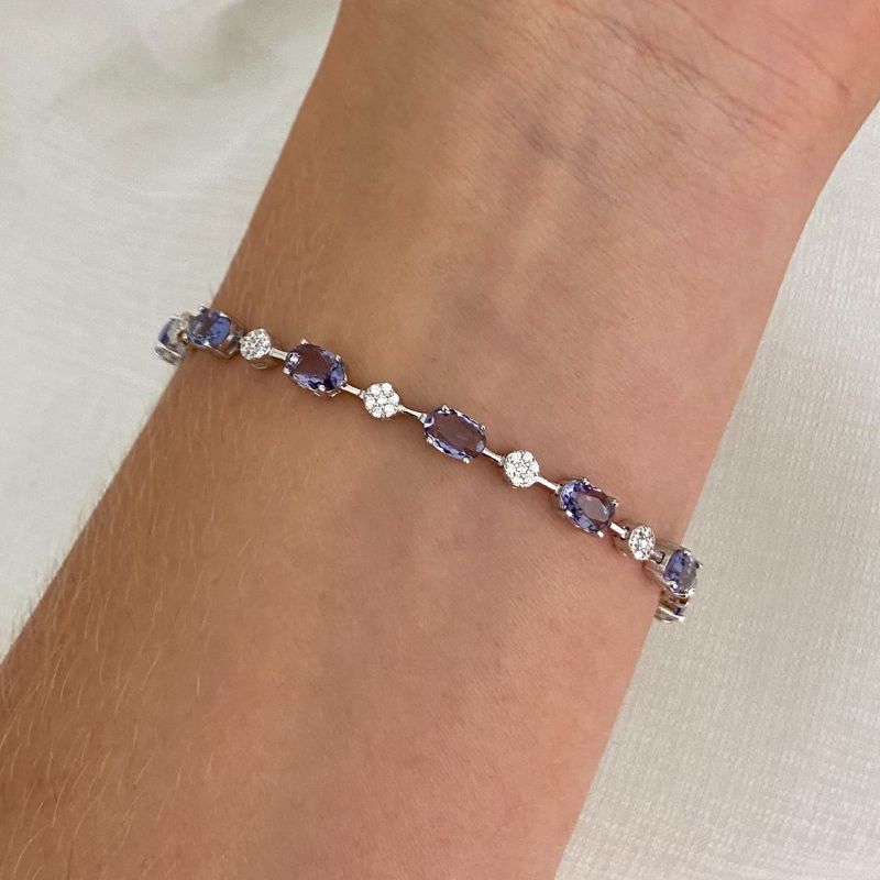 Pulseira Prata em Pedras 17cm 4.6mm