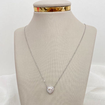Gargantilha Prata Coração Cristal Cravejado Moissanite