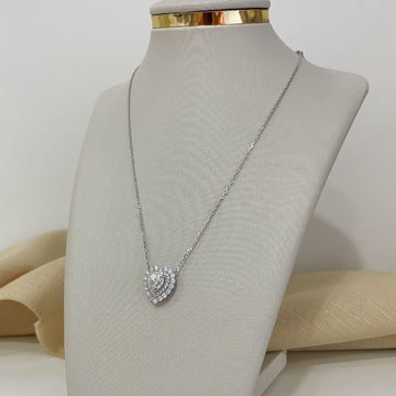 Gargantilha Prata Coração Cravejada Moissanite 7mm