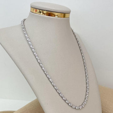 Gargantilha Prata Riviera Cristal 40cm 3mm