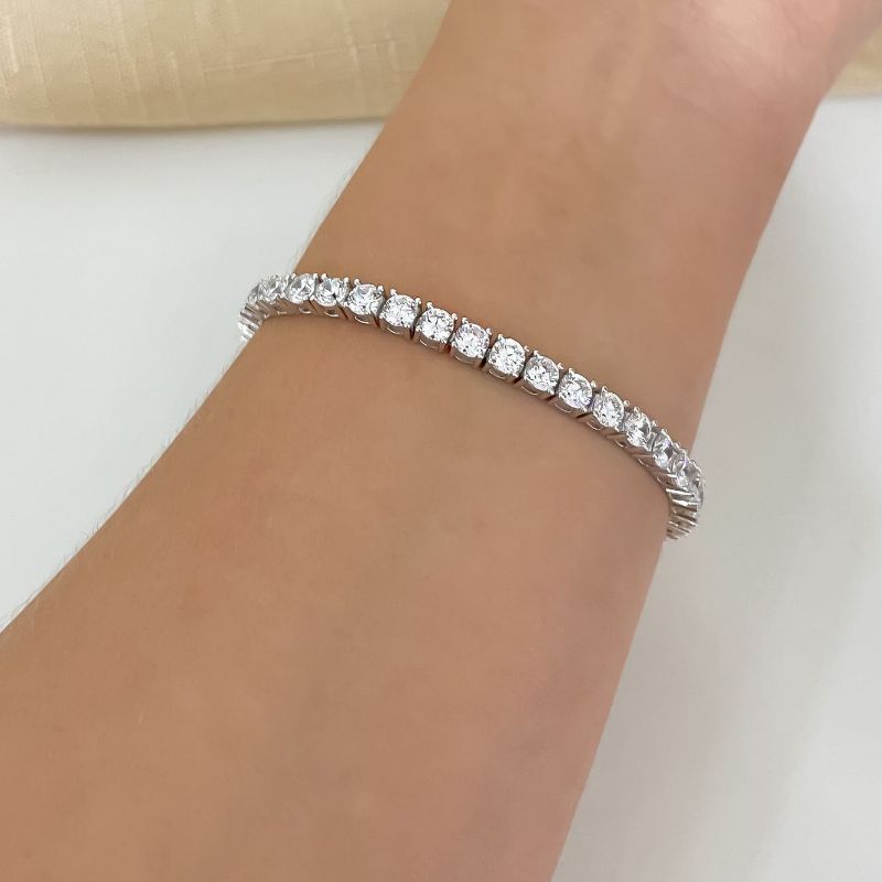 Pulseira Prata Riviera Cristal 19cm 4mm
