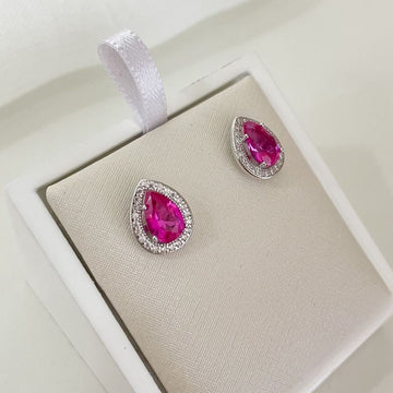 Brinco Prata Rosa 1f 5mm Cravejado