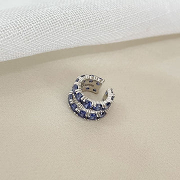 Piercing Prata Fake Pedras Azul