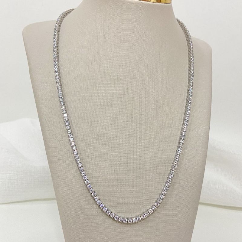 Gargantilha Prata Riviera Cristal 4g 40cm 2,5mm