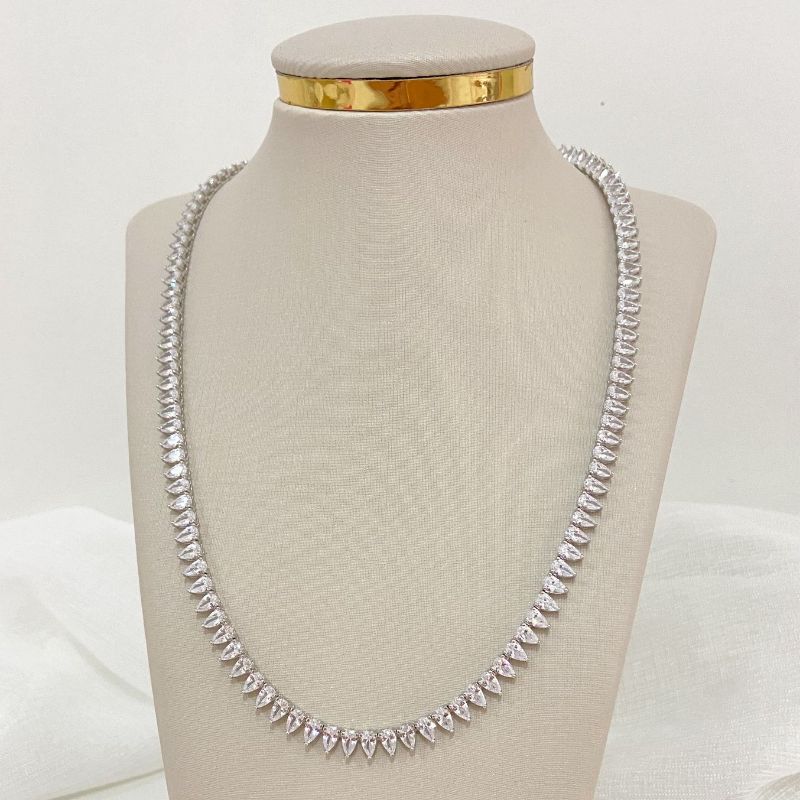 Gargantilha Prata Riviera Cristal 45cm