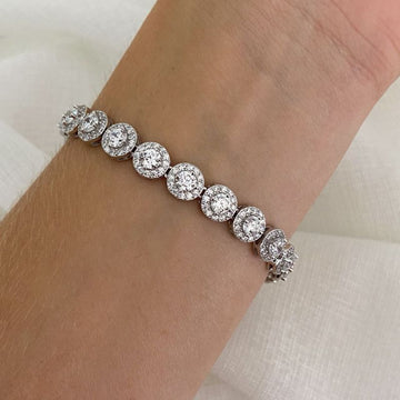 Pulseira Prata Pedras Cravejada 4mm 19cm