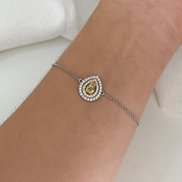 Pulseira Prata Gota Amarela Cravejada