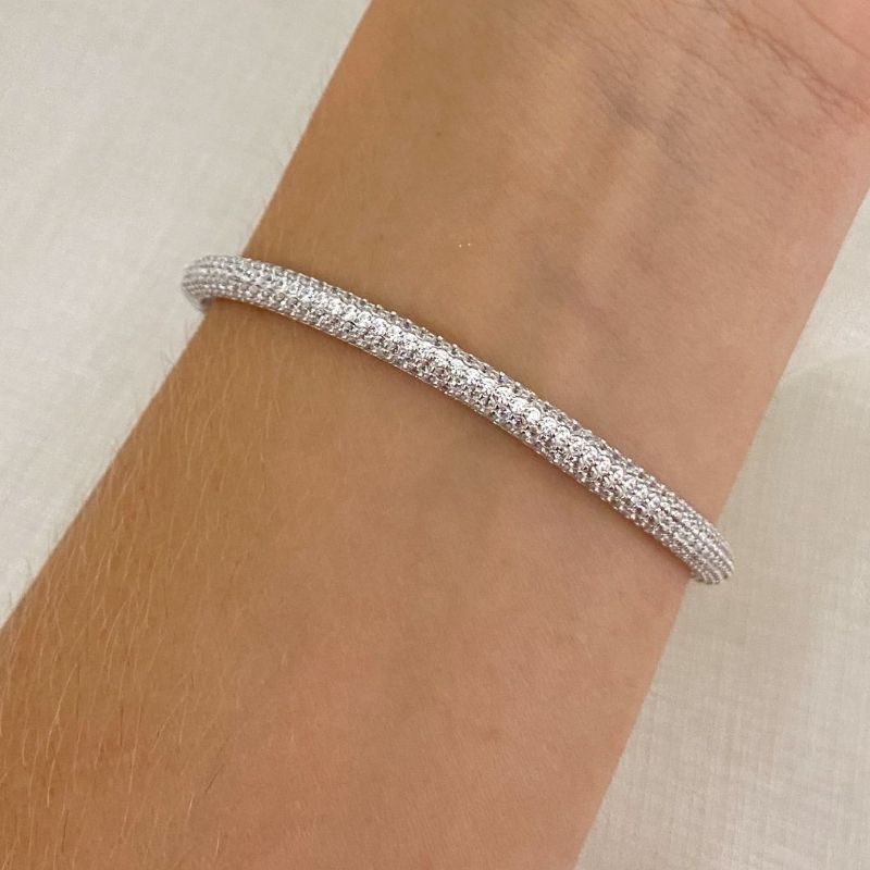 Bracelete Prata Liso/Crav 1mm
