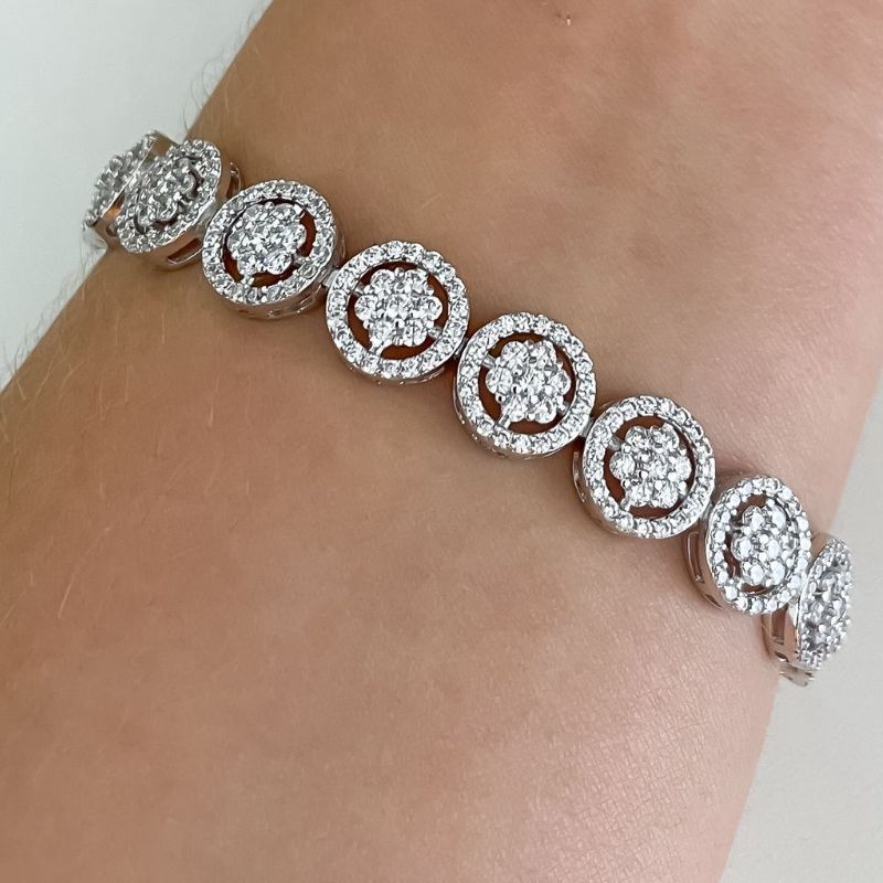 Pulseira Prata Cravejada Cristal