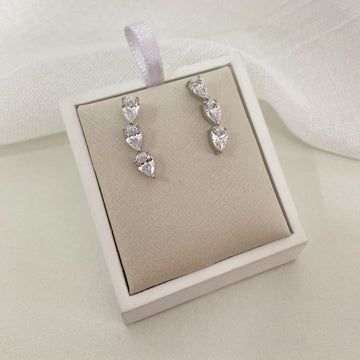 Brinco Prata Earcuff 3 Pedras Cristais