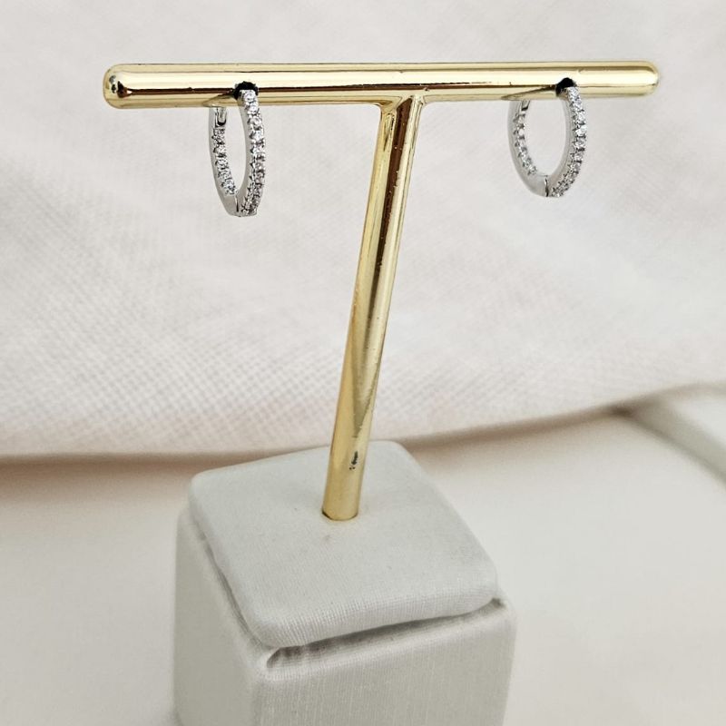 Argola Prata 1f Cravejada