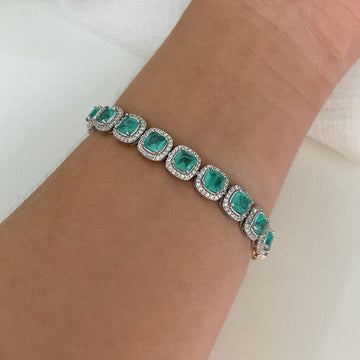 Pulseira Prata Riviera Verde Claro 5mm