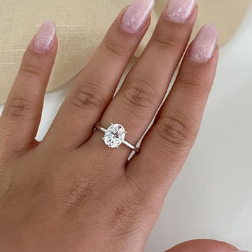 Anel Prata Solitário O G Moissanite 7.9mm