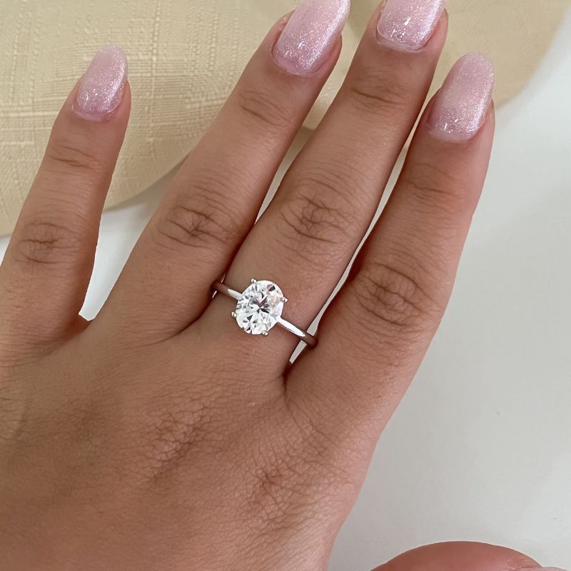 Anel Prata Solitário O G Moissanite 7.9mm