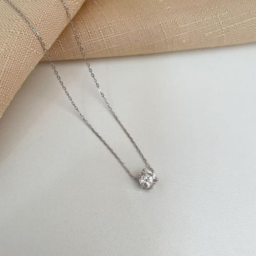 Gargantilha Prata Ponto de Luz Cristal 45cm 6.5mm