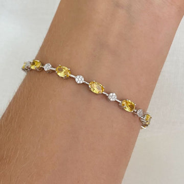 Pulseira Prata em Pedras 17cm 4.6mm