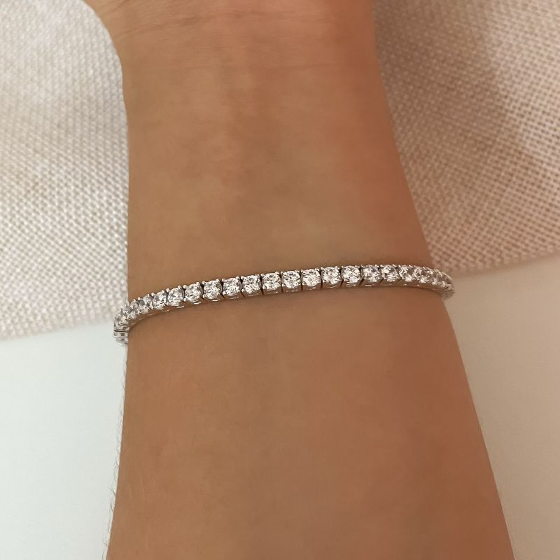 Pulseira Prata Riviera Cristal 19cm