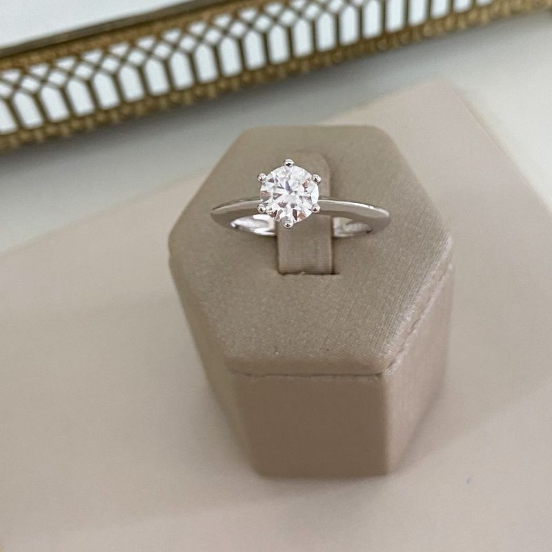 Anel Prata Solit P Moissanite 7mm