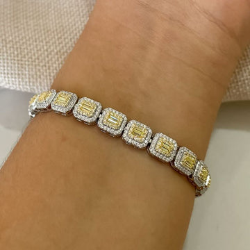 Pulseira Prata Pedras Amarela