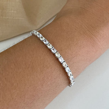 Pulseira Prata Riviera Cristal/Amarela 18cm