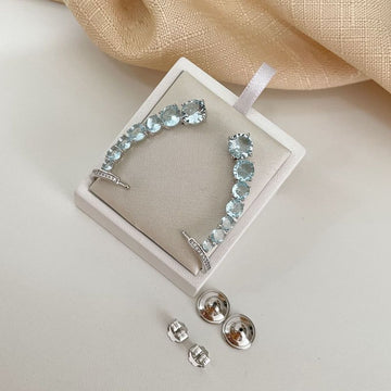 Brinco Prata Earcuff em Pedras 7mm