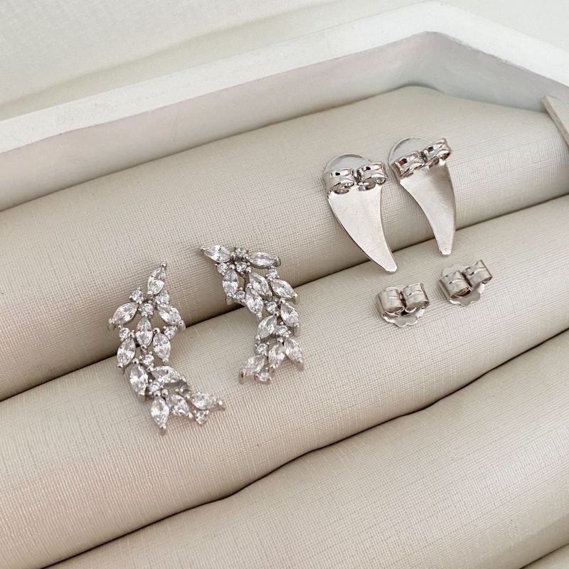 Brinco Prata Earcuff em Pedras