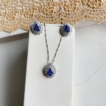Conjunto Prata Gota Roxa