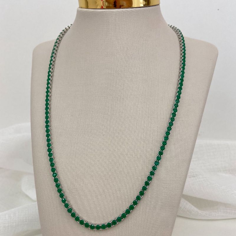 Gargantilha Prata Riviera Verde 4g 45cm 3mm