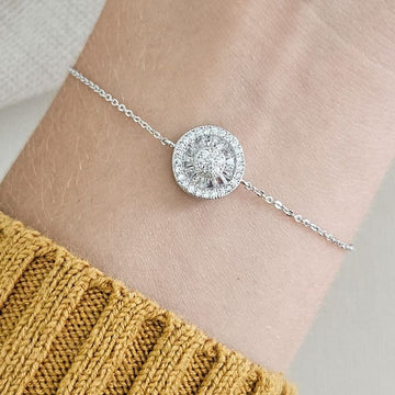 Pulseira Prata Pizza Cravejada 1mm