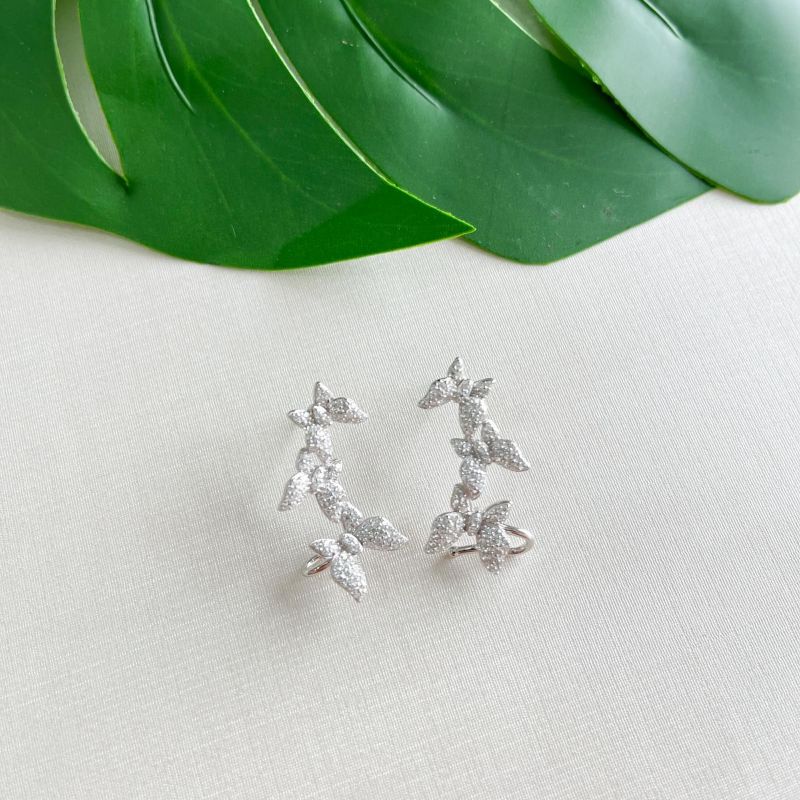 Brinco Prata Earcuff 3 Borboleta