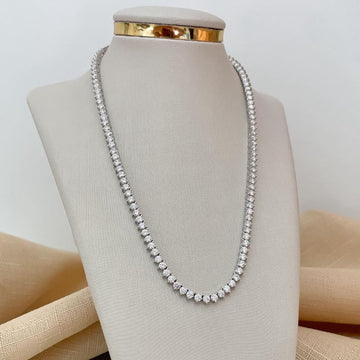 Gargantilha Prata Riviera 3 Garras 40cm Moissanite