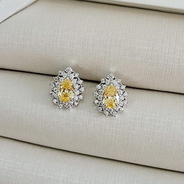 Brinco Prata Gota Amarela 5 Mm
