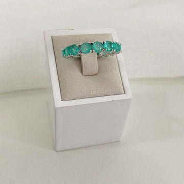 Anel Prata Aliança Pedra Verde 4mm