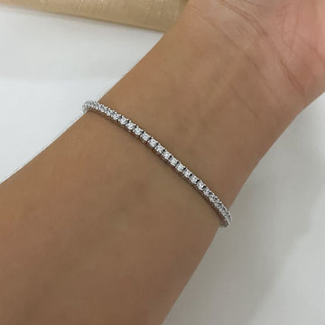 Pulseira Prata Riviera Cristal 17cm 2mm