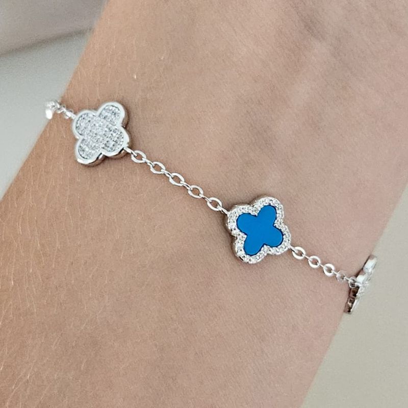 Pulseira Prata Virginia Cravejada Azul