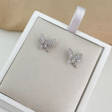 Brinco Prata Borboleta Cravejada Pp