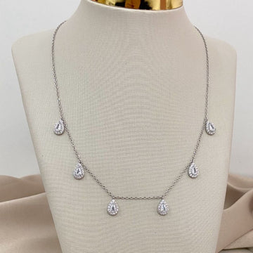 Gargantilha Prata Gota Cristal Cravejada