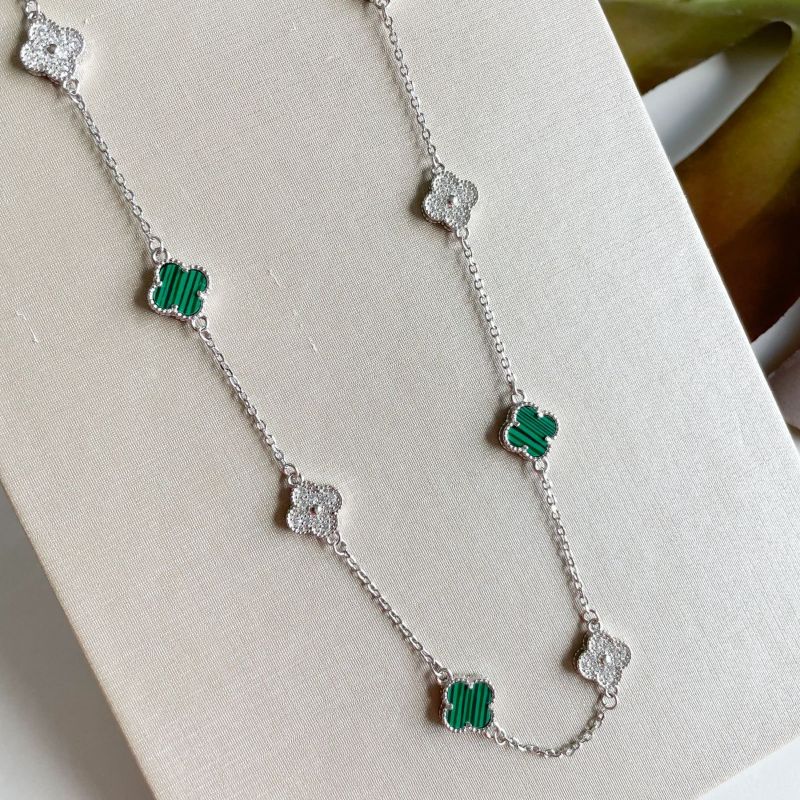 Gargantilha Prata Virginia Cravejada Verde