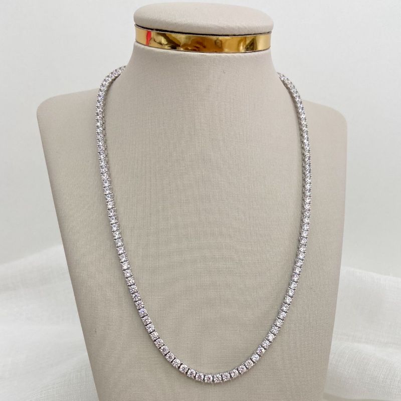 Gargantilha Prata Riviera Cristal 42cm 3mm