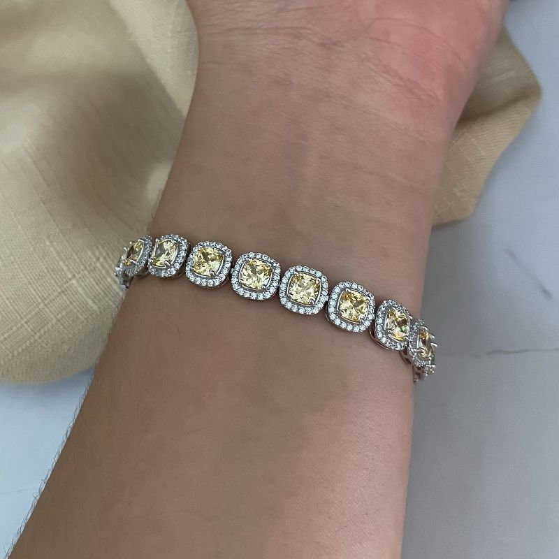 Pulseira Prata Pedra Amarela 5mm