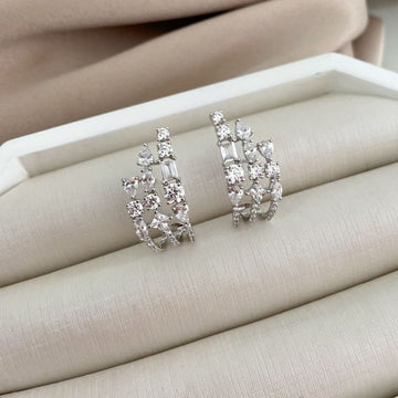 Brinco Prata Earcuff em Pedras