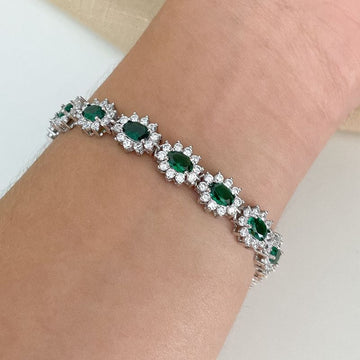 Pulseira Prata Flor Cravejada