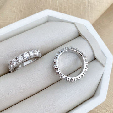 Anel Prata Aliança 4mm Moissanite