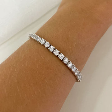 Pulseira Prata Riviera Cristal 4mm 17cm