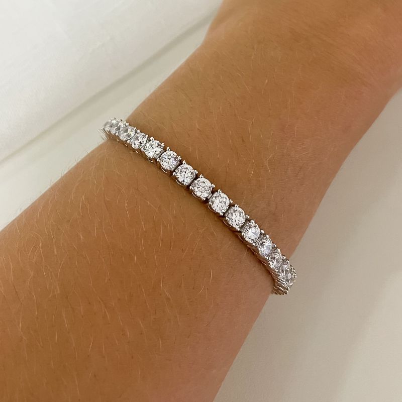 Pulseira Prata Riviera Cristal 4mm 17cm