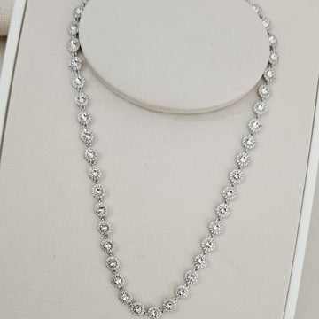 Gargantilha Prata Pedras Cristal Cravejada 40cm
