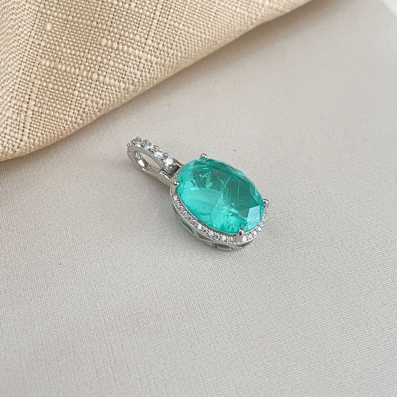 Pingente Prata Pedra Cravejada 12mm
