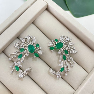 Brinco Prata Earcuff Verde