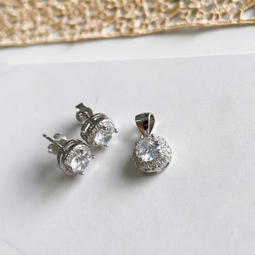 Conjunto Prata Pedra Cravejada